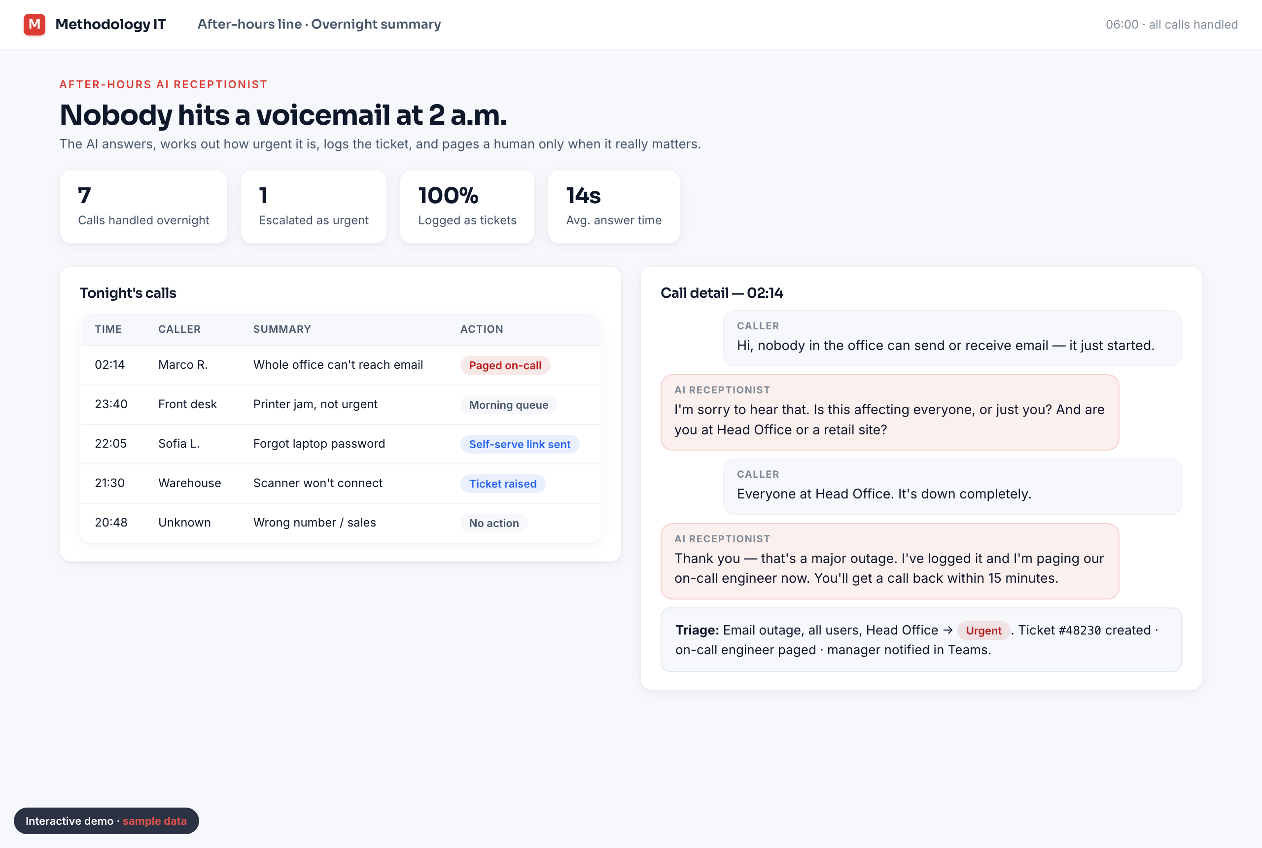 After-hours AI Receptionist demo